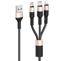 Дата кабель Hoco X26 Xpress 3in1 Lightning -MicroUSB-Type-C (1m) (00000035244_2)