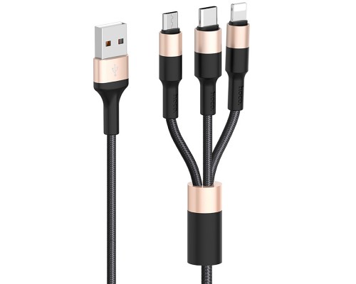 Дата кабель Hoco X26 Xpress 3in1 Lightning -MicroUSB-Type-C (1m) (00000035244_2)