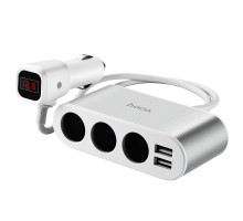 АЗУ с разветвителем прикуривателя Hoco Z13 (3 порта+2USB/2.1A+LCD) (00000041722_1)