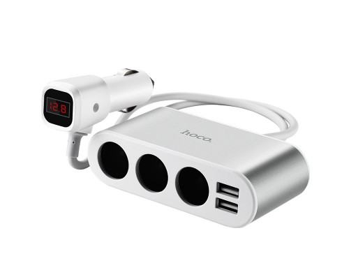 АЗУ с разветвителем прикуривателя Hoco Z13 (3 порта+2USB/2.1A+LCD) (00000041722_1)