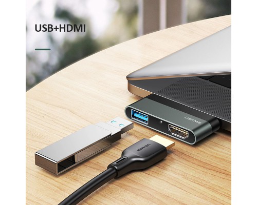 Переходник HUB Usams US-SJ462 Type-C Mini Hub (USB + HDMI) (00000049258_1)