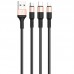 Дата кабель Hoco X26 Xpress 3in1 Lightning -MicroUSB-Type-C (1m) (00000035244_2)