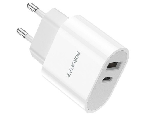 СЗУ Borofone BA62A Wiseacre PD12W (1USB/1Type-C/2.4A) + Type-C to Lightning (00000058307_1)