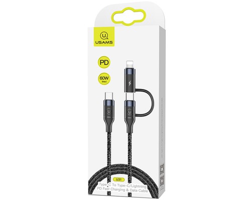 Дата кабель Usams US-SJ403 U31 60W Fast charging Type-C to Type-C / Lightning (1.2m) (00000036166_1)