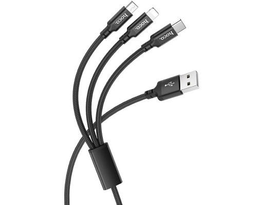 Дата кабель Hoco X14 Times Speed 3in1 (Lightning+Micro USB+Type-C) (1m) (00000038609_2)