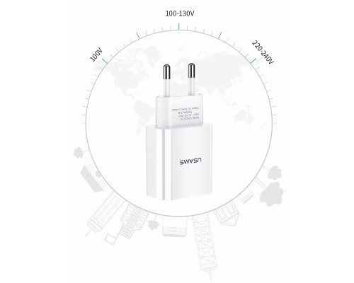 СЗУ USAMS US-CC075 T18 Single USB Travel Charger (EU) (00000034488_1)
