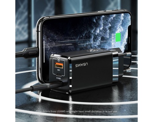 СЗУ Usams US-CC110 GaN Mini 65W (2Type-C/1USB QC) (00000039674_2)