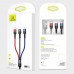 Дата кабель Usams US-SJ410 U26 3in1 USB to Combo 2A (0.35m) (00000036475_1)
