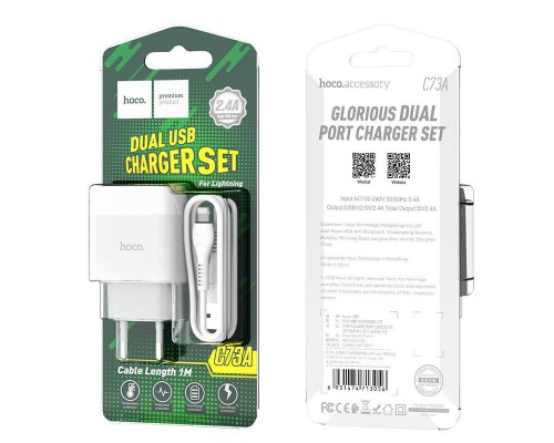 СЗУ HOCO C73A (2USB/2.4A) + lightning (00000036213_1)