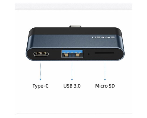 Переходник HUB Usams US-SJ491 Type-C Mini Hub (Type-C + USB + Micro SD) (00000049255_1)