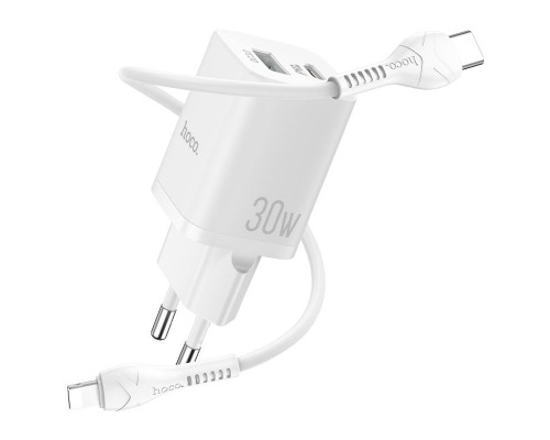 СЗУ Hoco N13 Bright PD 30W + QC3.0 (1USB/3A) + Type-C to Lightning (00000052978_2)