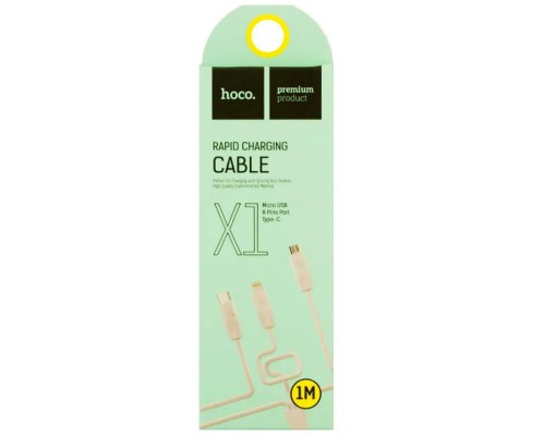 Дата кабель Hoco X1 Rapid 3in1 (Lightning+Micro USB+Type-C) (1m) (00000052968_1)